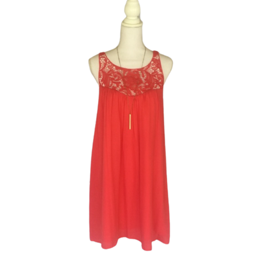 NWT Nordstrom BB Dakota Coral Orange Red Sleeveless Mini Lace Crochet Dress - Picture 2 of 24