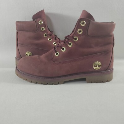 Timberland Burgundy A2630 Leather Waterproof Work Boots Womens