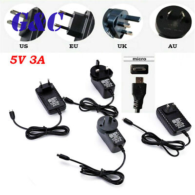 5V 3A Micro USB Charger Converter Adapter Cable Power Supply for Raspberry Pi