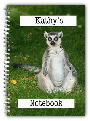 A5 PERSONALISIERTER LEMUR 100 LINIERTE LEERE SEITEN NOTIZEN ZEICHENBLOCK WEIHNACHTSGESCHENK