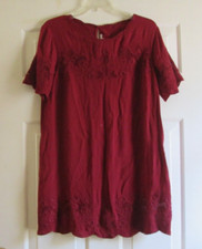 ASTR the label S wine chiffon embroidered cut-out short sleeve dress