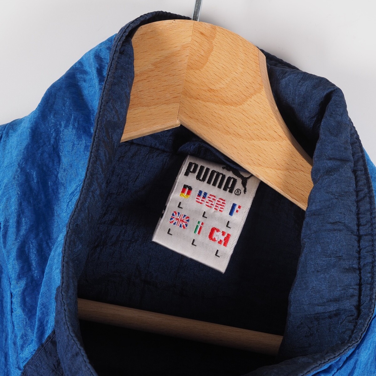 Puma Vintage Men's Color Block Blue Red Track Sport Jacket L Large