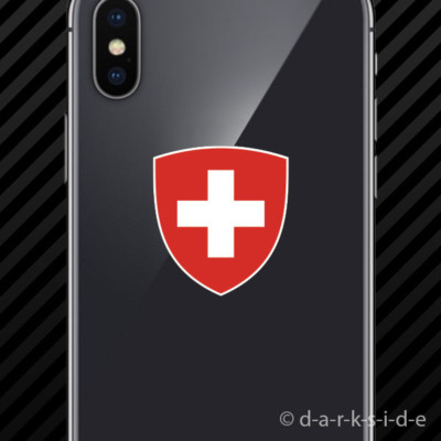 (2x) Swiss Coat of Arms Cell Phone Sticker Mobile Switzerland flag CHE CH