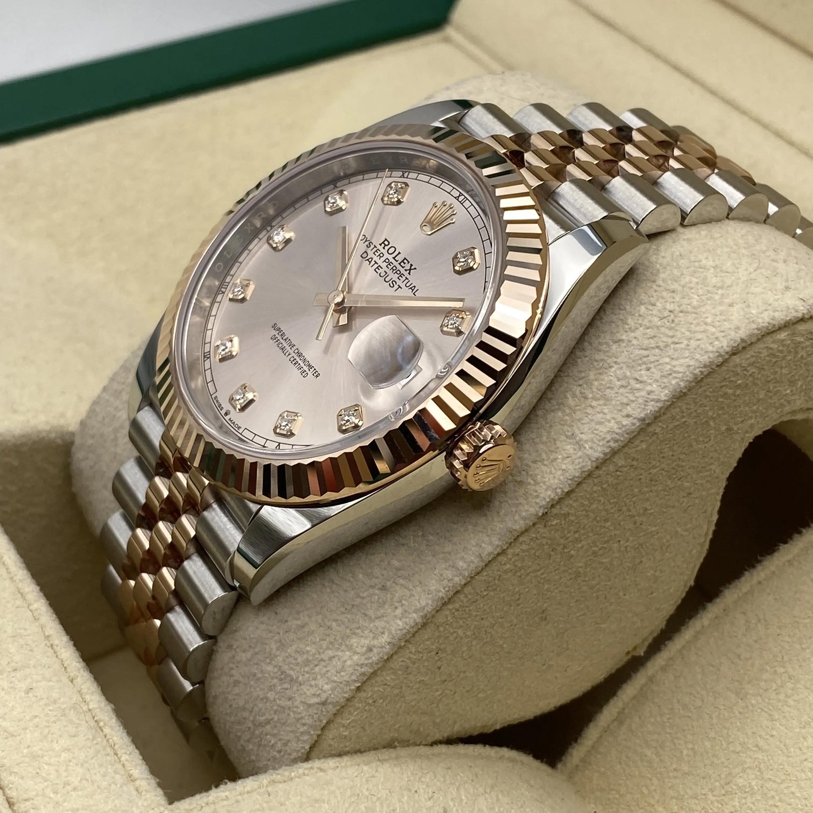 Rolex Datejust 41 126331 18k Everose Gold Steel Sundust Dial Watch B&P 2026 image 3