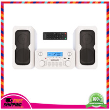 Magnavox MM435M-WH Compact 3-Piece CD Shelf System Bluetooth FM Radio White