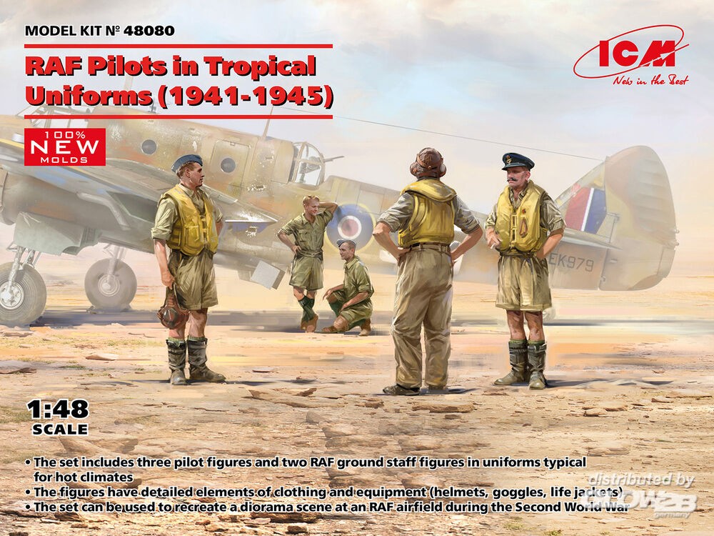 ICM: RAF Pilots in Tropical Uniforms (1941-1945) (100% new molds) in 1:48 [33180