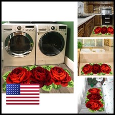 Ukeler Laundry Room Rug 49.2X25.6 Inch Red Rose Flower Kitchen Area Rugs