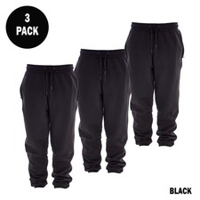 Image of Kids Boys Girls 3 Pack Cuffed leg Warm Fleece Lined Joggers Jogging Bottoms PE