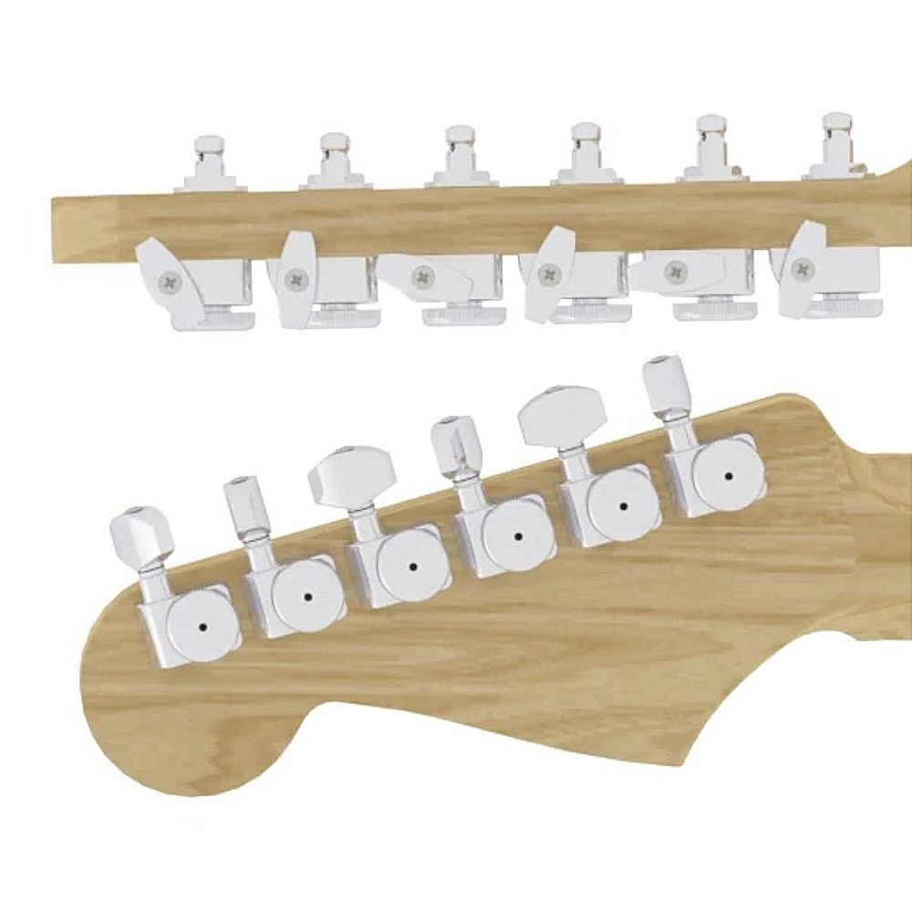Hipshot Grip Lock Fender Style Locking Tuners 6 In-Line Right Handed (Chrome)
