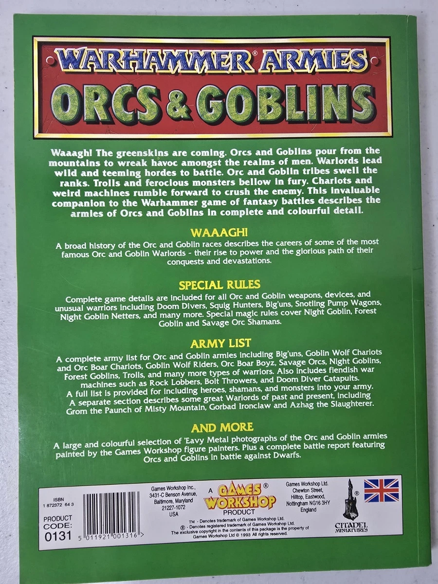 4th Edition Orcs & Goblins Armies 1993 Games Workshop Warhammer Fantasy 0131