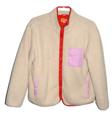 LEGO Sherpa lightweight Jacket beige with red/orange trim Women's size L