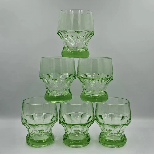 Vintage Green Depression Juice- Glassware Tumblers - Set of 6 Flawless