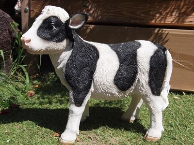 Kuh Deko Figur 33cm Kalb wetterfest Kälbchen lebensecht Gartenfigur Neuheit