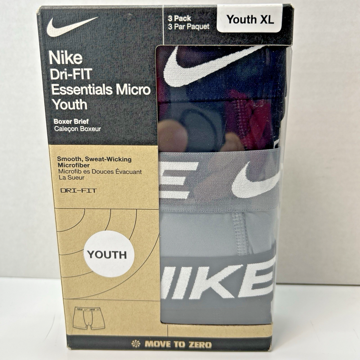 Nike Dri-Fit Essentials Micro Youth Boxer Brief 3 Pack Size Youth