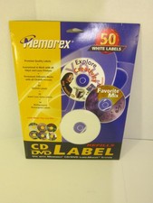 Memorex CD/DVD Label Refills White Labels 50. NEW / SEALED  TC