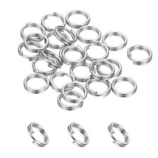 Round Split Ring, 20 Pcs 7 mm Small Split Ring with Double Loops Silver