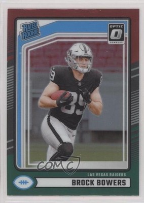 2024 Donruss Rated Optic Preview Red & Green Prizm Brock Bowers Rookie RC 0s2
