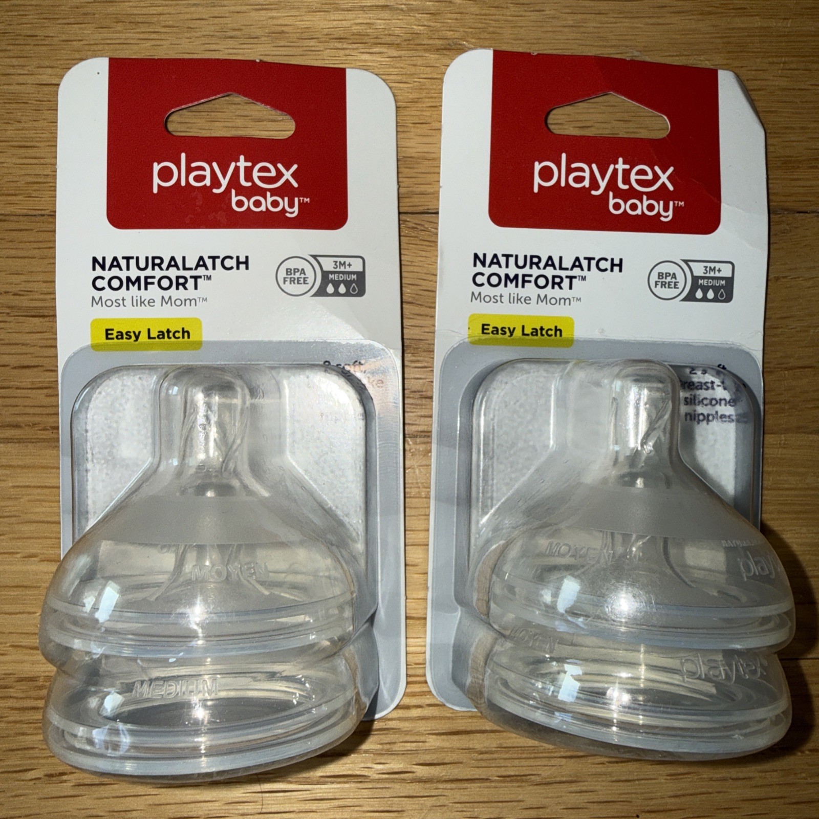 2 Packages PLAYTEX Baby NaturaLatch MEDIUM Flow Bottle Nippl