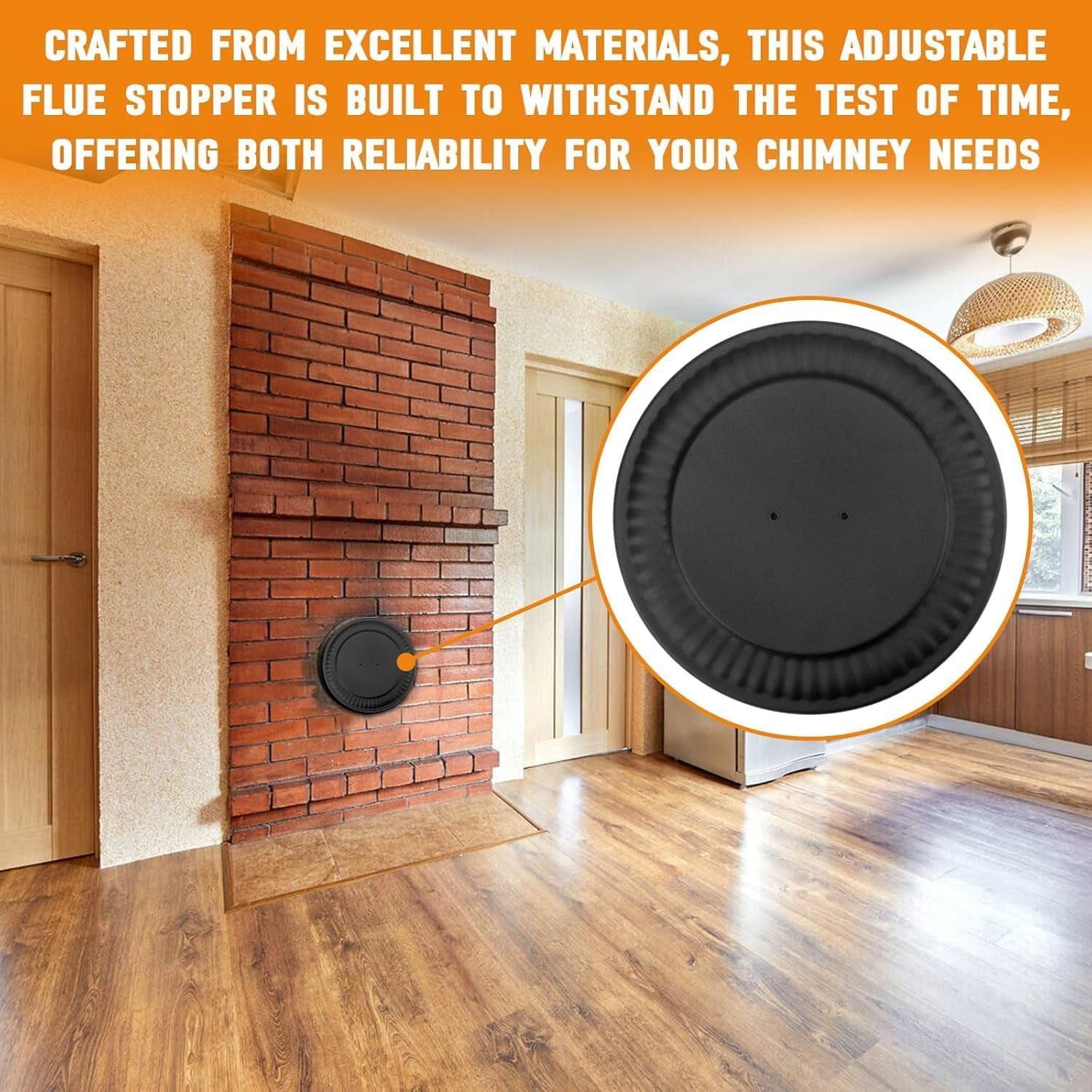 Chimney Flue Stopper Cover Pipe Cap 4"- 8" Furnace Wall Hole Decor Black