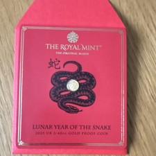 The Royal Mint UK Lunar Year of the Snake 2025 1/40 oz Gold Proof 0.9999