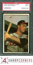 1953 BOWMAN COLOR #97 EDDIE ED MATHEWS BRAVES HOF PSA 5