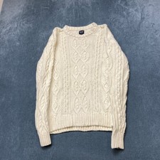 Gap Sweater Womens S Beige Crew Neck Ribbed Hem Cable Knit Outdoor Winter Warm