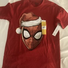 NWT MARVEL Spider-Man Red Tshirt New With Tags Santa Hat Large Holiday
