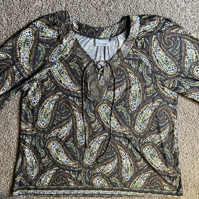 Avenue brown paisley blouse 22/24 Tunic Hippie Flowy Women s Business Casual ￼