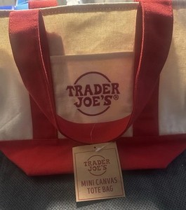Trader Joe's Mini Canvas Tote Bag RARE Holiday 2025 Red NWT