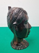 Heavy 18 cm Hand Carved Wooden African Tribal Head