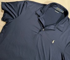 Polo Ralph Lauren Shirt Mens XL Performance Polo Blue W/ White Pony Golf Preppy