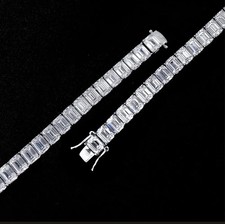 Moissanite Rectangle Bracelet, VVS/D color, S925