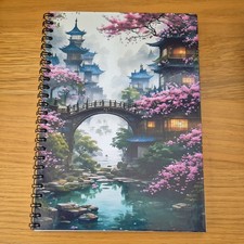 A5 Spiral Notebook Cherry Blossom and Acient Bridge 50 double sided lined Pages