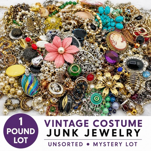 1 LB Vintage Costume Broken Junk Jewelry Mystery Lot Tangled Craft Repurpose