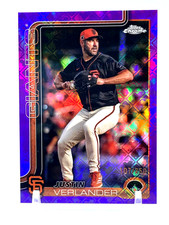 JUSTIN VERLANDER SSP SERIAL #/250 PURPLE / 2025 TOPPS CHROME LOGOFRACTOR #242