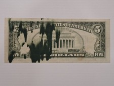 1985 $5 Federal Reserve Note Large Ink Smear Error