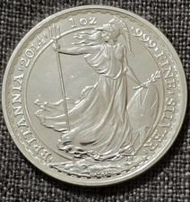 2014Silver Britannia 1oz Coin, UK Royal Mint, .999 Bullion, Capsule