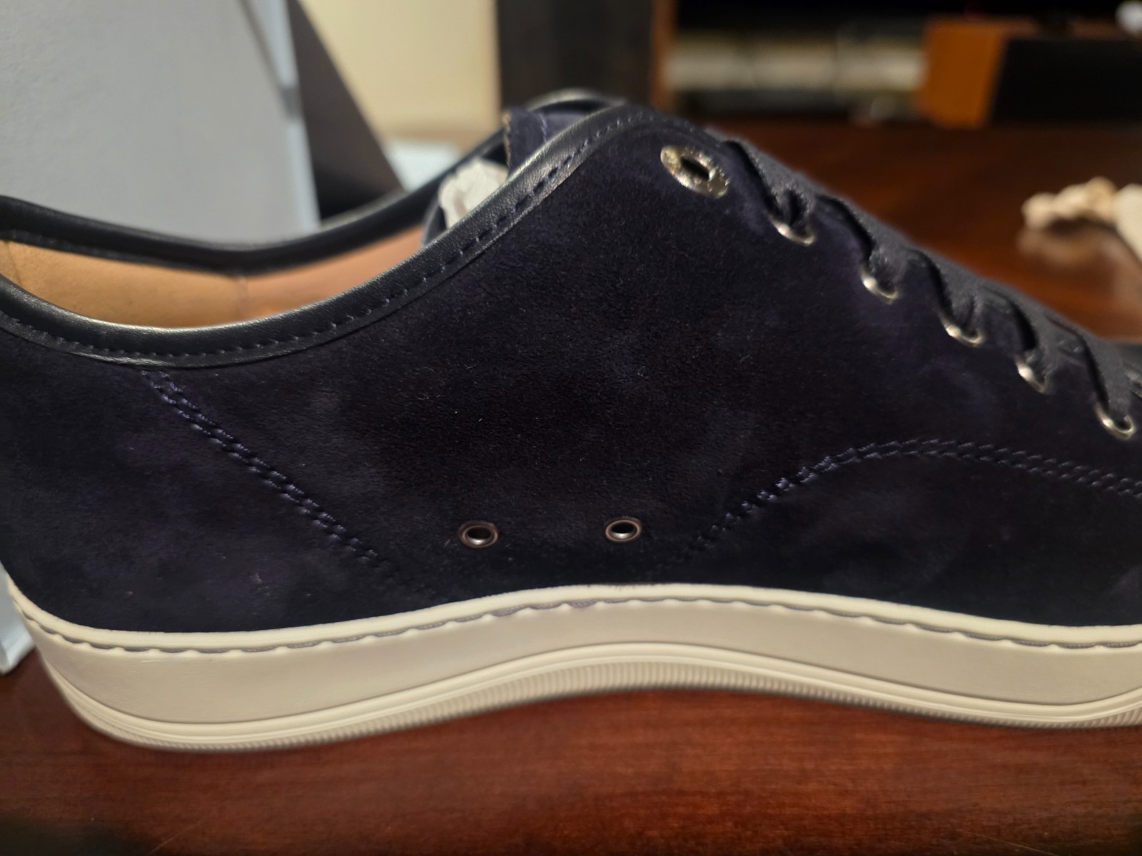 Lanvin DBB1 Blue Suede/Nappa Leather Cap Toe UK 10 image 10