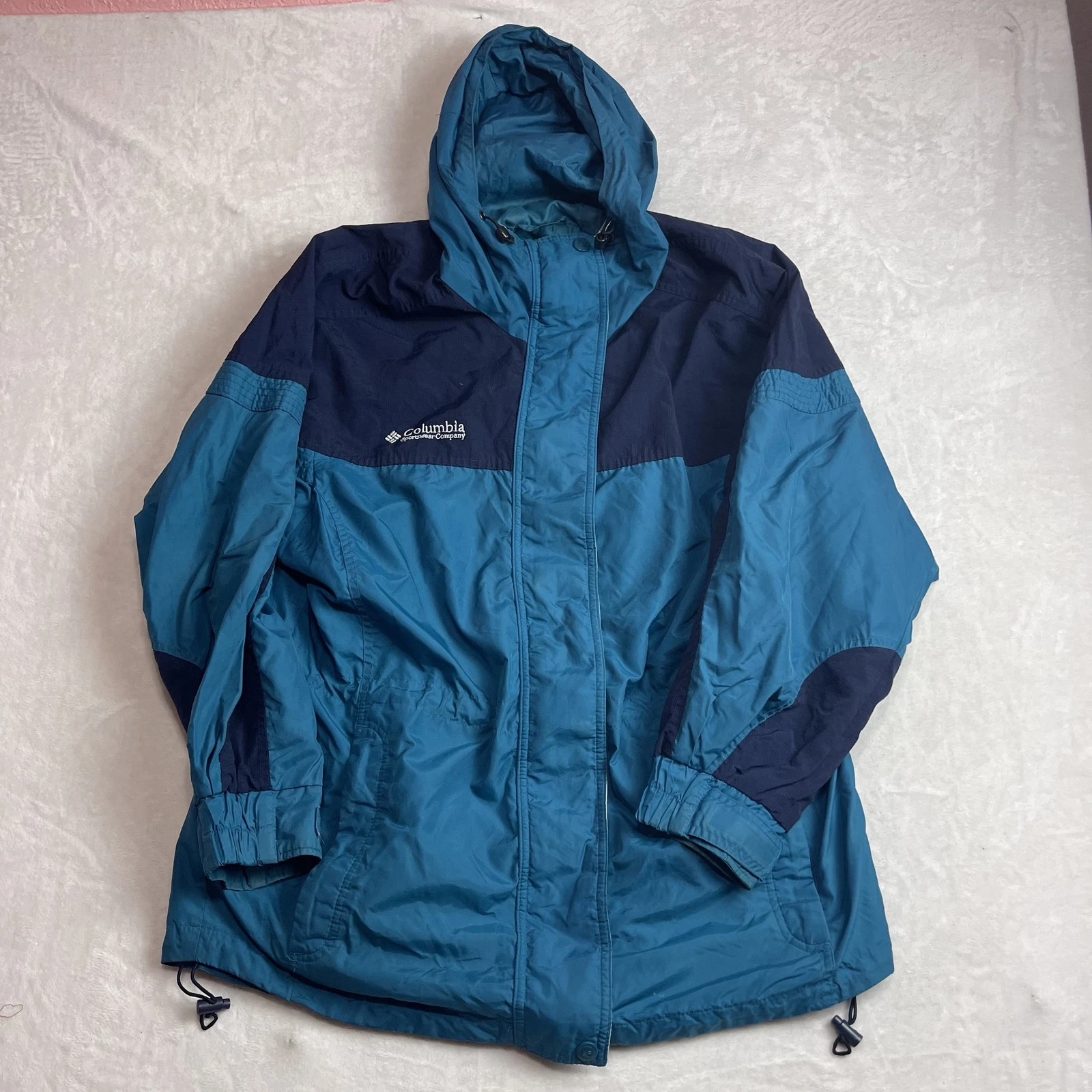 Columbia Sportswear Women's Teal Navy Vintage Color Block Hooded Jacket Size M