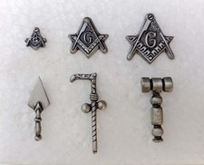 Vintage Masonic Square & Compass Freemason Trowel Tubalcain Lapel 6 Rare Pin Lot