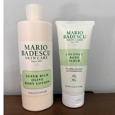 Mario Badescu Body Set Coconut Body Scrub 6oz Super Rich Olive Body Lotion 16oz
