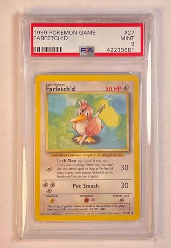 1999 Pokémon Base Set Farfetch’d Unlimited PSA 9 27/102