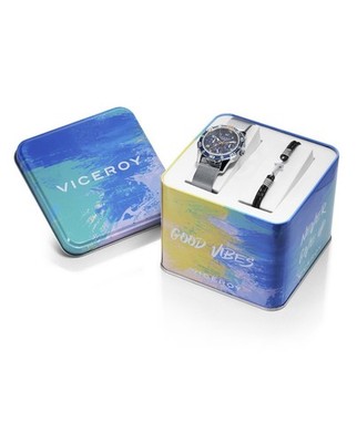 Montre VICEROY Garçon Acier Et Sphère Bleu Lot Bracelet 401267-35