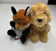 Douglas Plush Lot of 2 Lil Handful Fox Thatcher Golden Retriever Dog