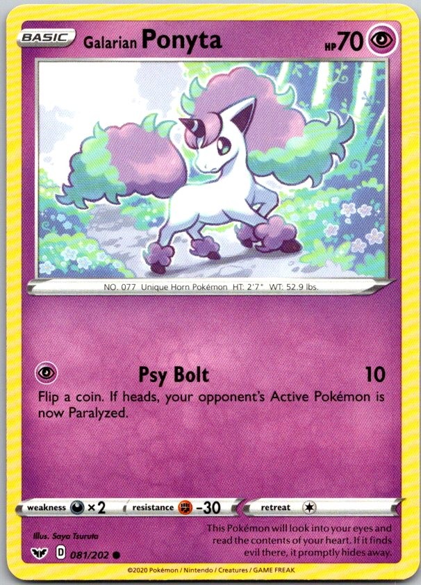 Galarian Ponyta Common SWSH01: Sword & Shield Base Set 081/202 NM