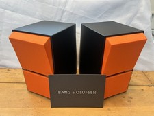 Pair Of Bang & Olufsen Beovox C30 Speakers/Black Matt Vinyl Wrap/Orange Fronts