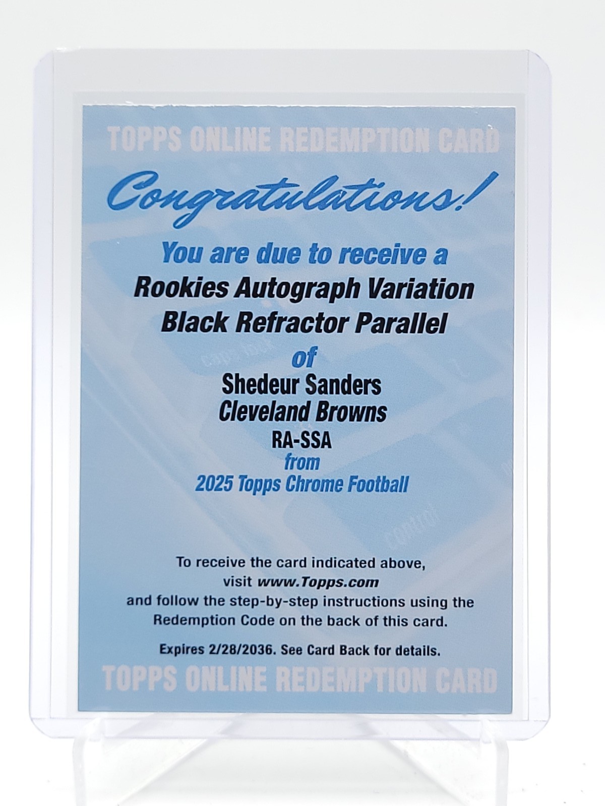 Shedeur Sanders Topps Chrome Black Rookie Autographs #SSA Refractor