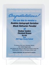 SHEDEUR SANDERS 2025 TOPPS CHROME BLACK REFRACTOR ROOKIE AUTO /10 Q6633