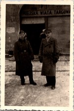 Vintage WWII Era Photo German Soldier & Civilian Poland Municipal Market 1940s
