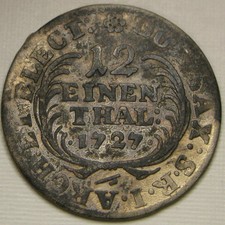 SAXONY (Germany) 1/12 Thaler 1727 IGS - Billon - Friedrich August - VF/XF -1986*